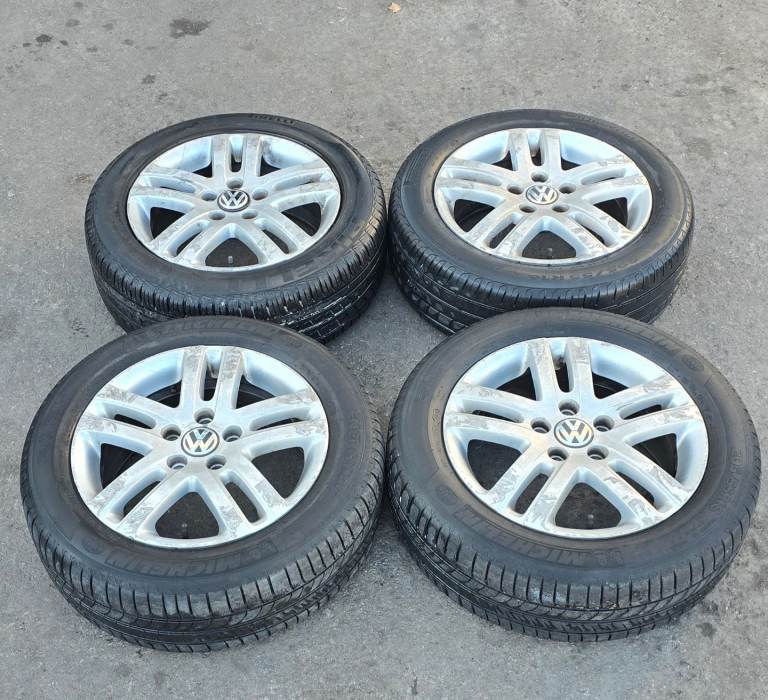 GENUINE VOLKSWAGEN 16" ATLANTA VW GOLF TOURAN JETTA BORA GOLF PLUS ALLOY WHEELS 5x112- TYRES