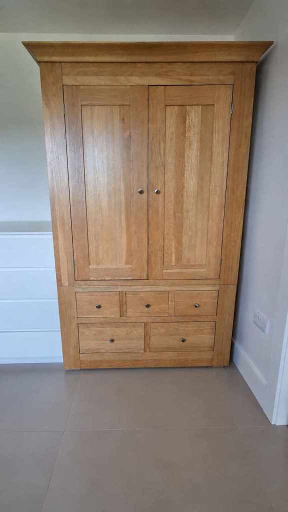 Solid Wood Wardrobe with Drawers – Good Condition