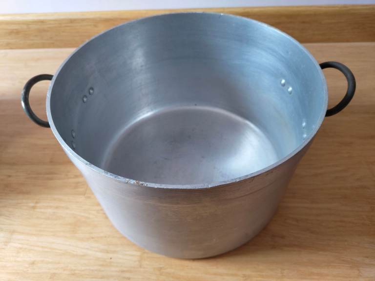 Preserving Pans three large steel pans