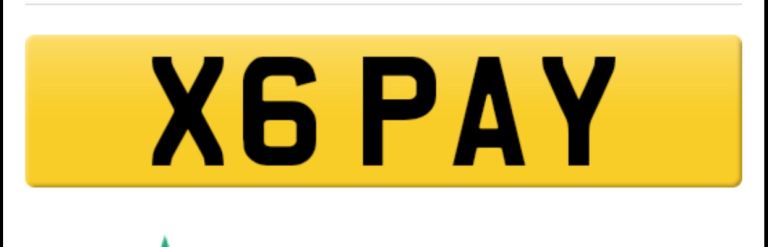 X6 PAY **cherished number plate** 