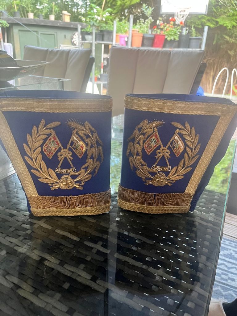 Vintage Blue & Gold Embroidered Cuffs - 'Assistant' Badge