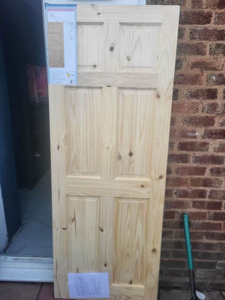 6 Panel Solid Pine Internal Door – Unfinished Wooden Door