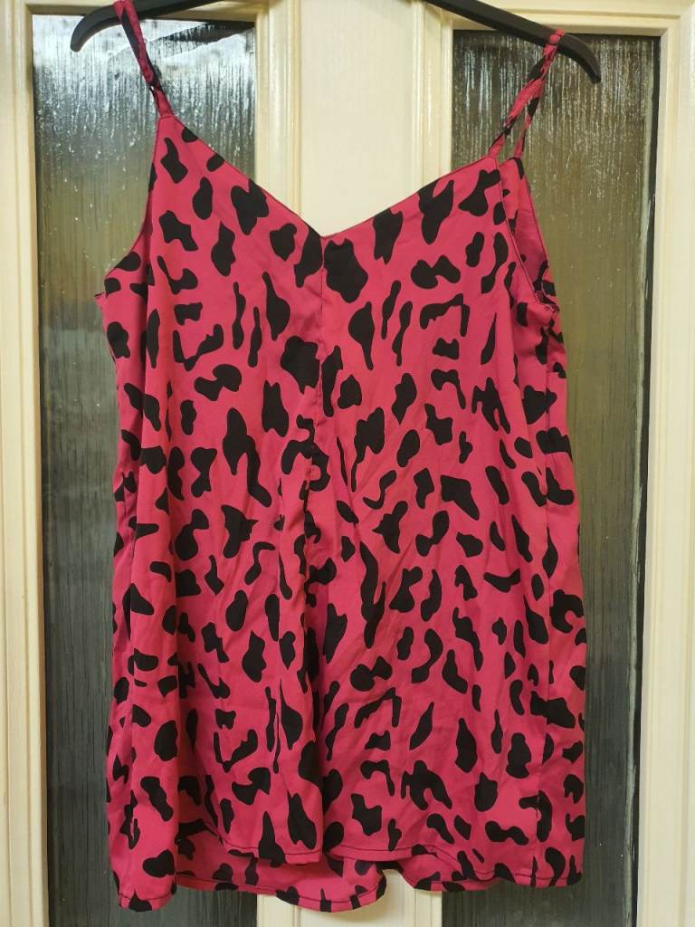 Pink & Black Leopard Print Strappy chemi – Good Condition