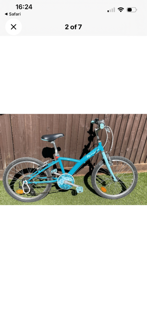 B'TWIN light blue Original 120 Kids 20" Hybrid Bike 6-9 Years  (120 to 135cm)