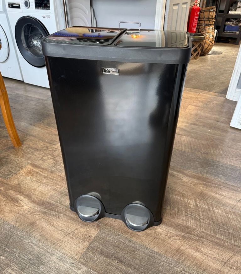 Dual Pedal Recycling Bin 2 Compartment Kitchen Waste Rubbish Dustbin Black