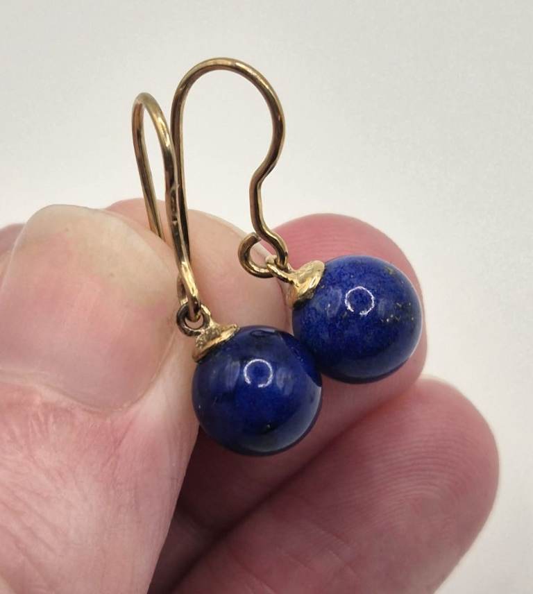 9ct gold & lapis lazuli drop earrings