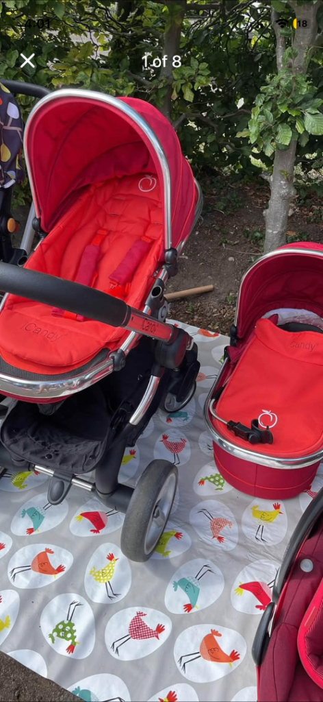 iCandy pram / pushchair with maxicosi car seat adapters and parasol