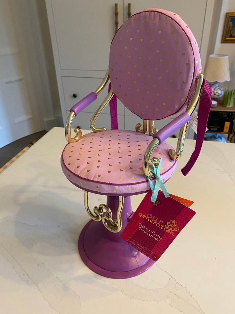 image for Our Generation doll hairdressing chair with tags, not used