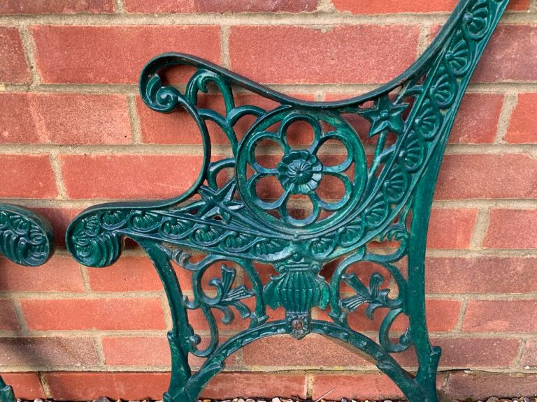 Vintage Cast Iron Garden Bench Ends Patio Furniture Swirl Floral Urn Design Delivery