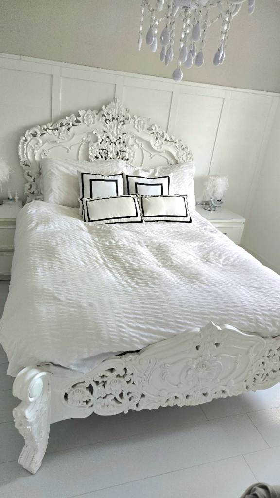 White french antique double bed 