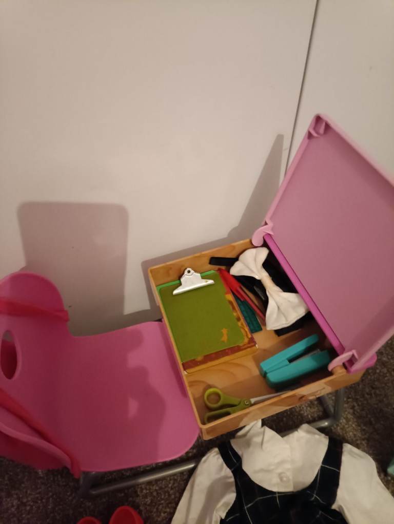 Our generation desk and outfits 