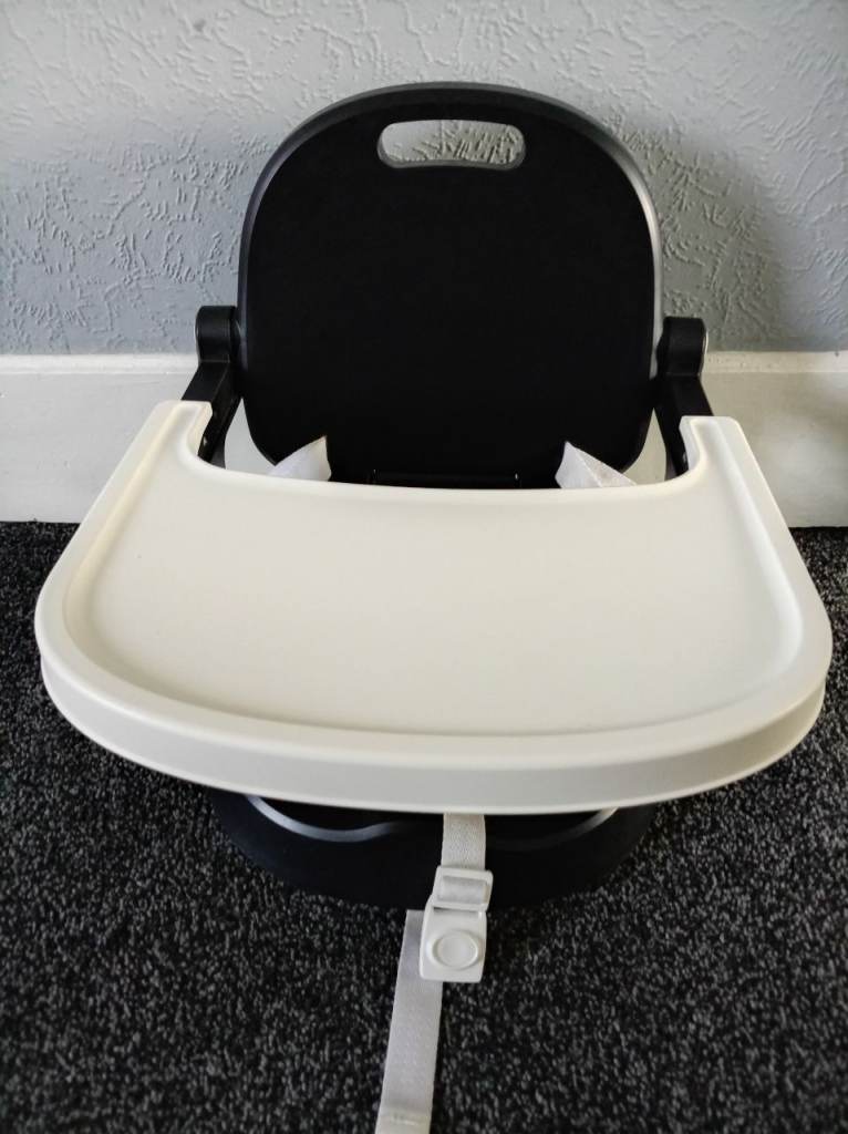 Baby Booster Seat with Tray – Black and White, Good Condition