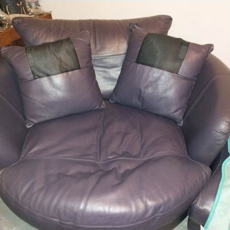 Leather Cuddle Chair and foot stool