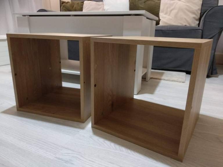 Set of 2 Wooden Storage Cubes / Bedside Tables – Very Good Condition