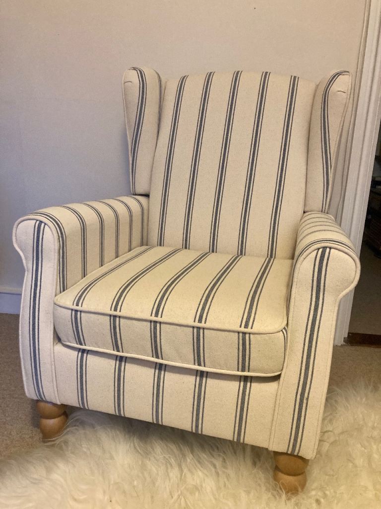 Dunelm Oswald armchair French Blue Stripe