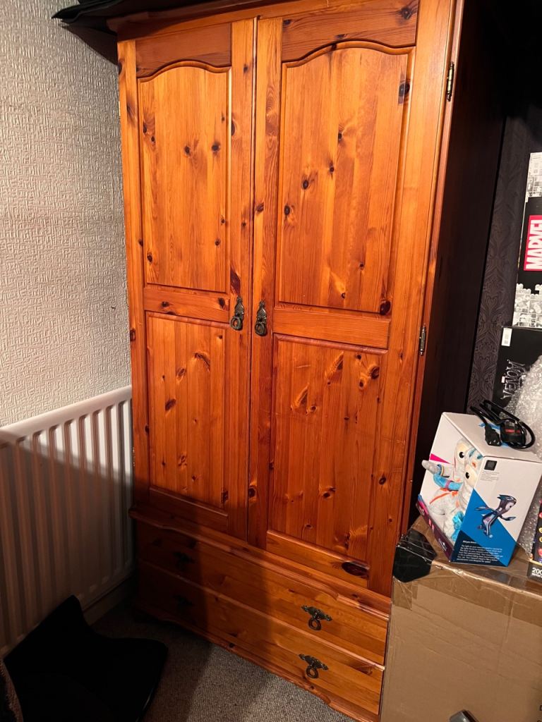 Used Double Pine Wardrobe 