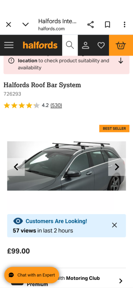 Roof Bars Universal Halfords