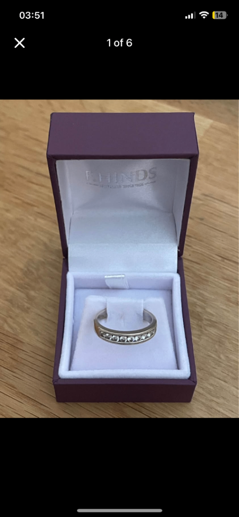 Hinds White Gold Ring with 9 ctr Diamonds As Good As New