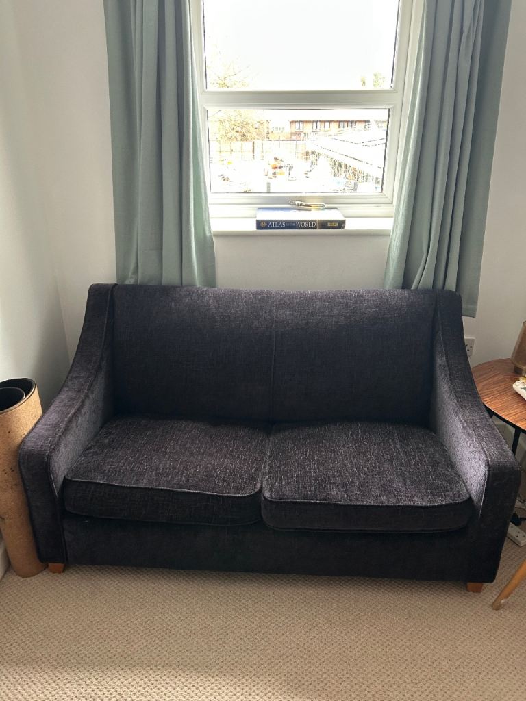 Navy crushed velvet two seater sofa bed