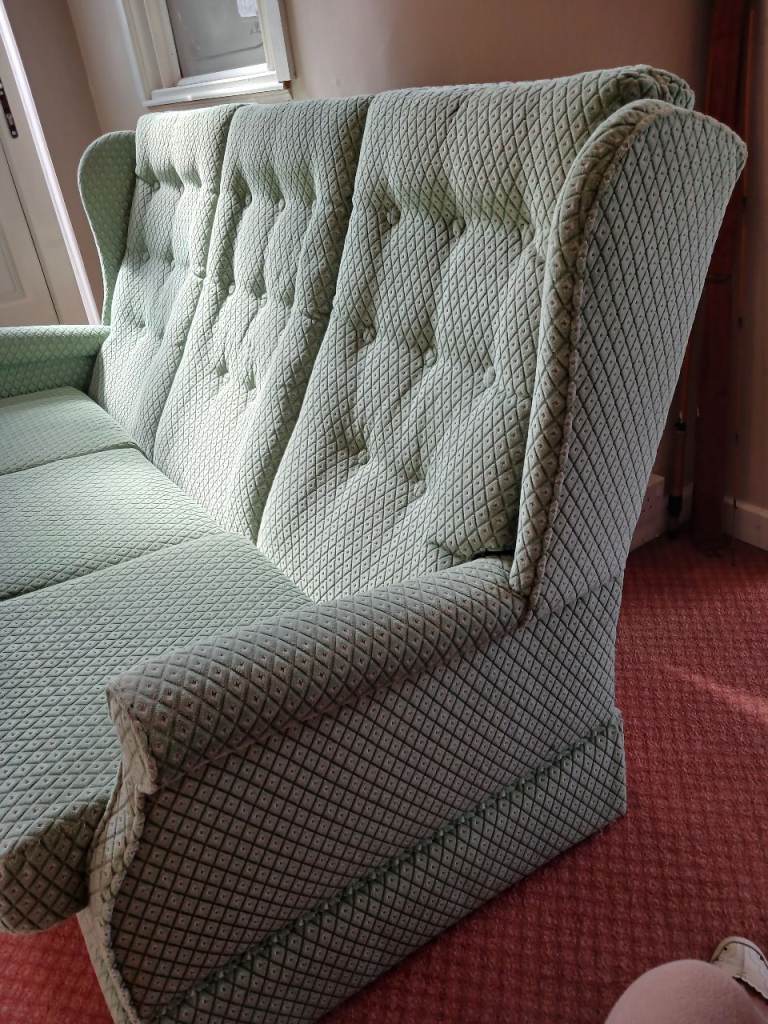 Pale green sofa 