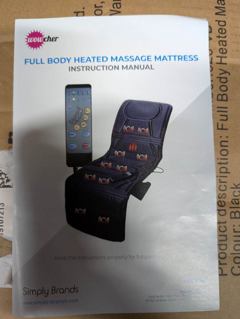  Full Body Heated Massage Mattress – Brand New