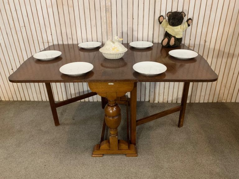 Vintage Drop Leaf Dining Table J. Heap & Co Solid Wood Extendable