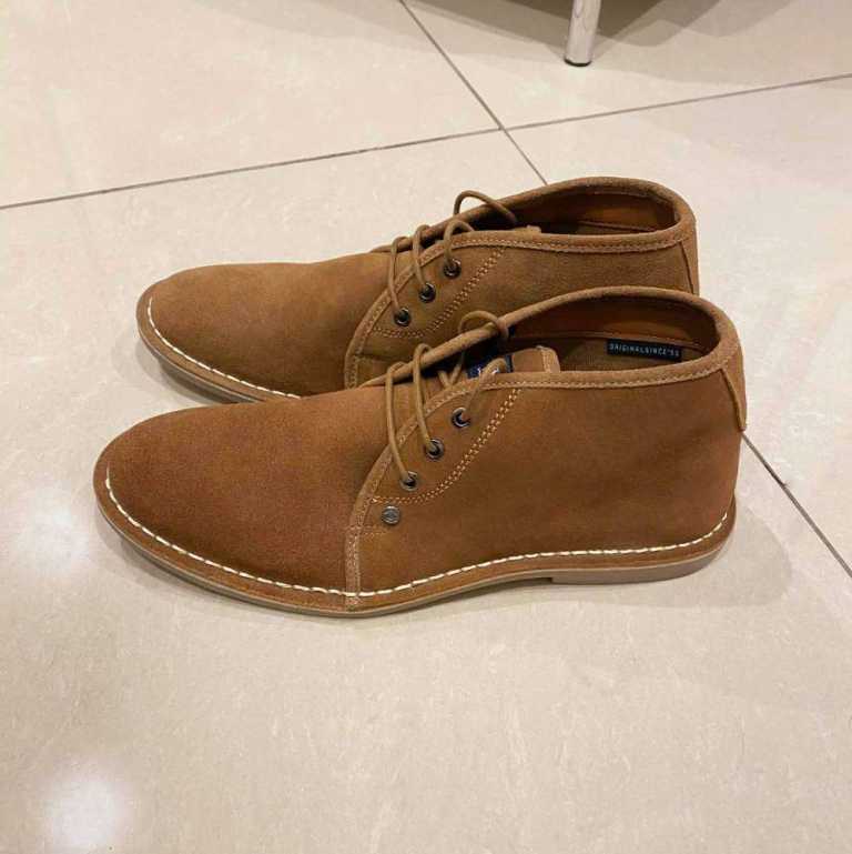 👞 NEW Penguin Mens Tan Suede Leather Desert Boots Boys Belsize Sand Brown Shoes UK 10 EU 44 RRP £95