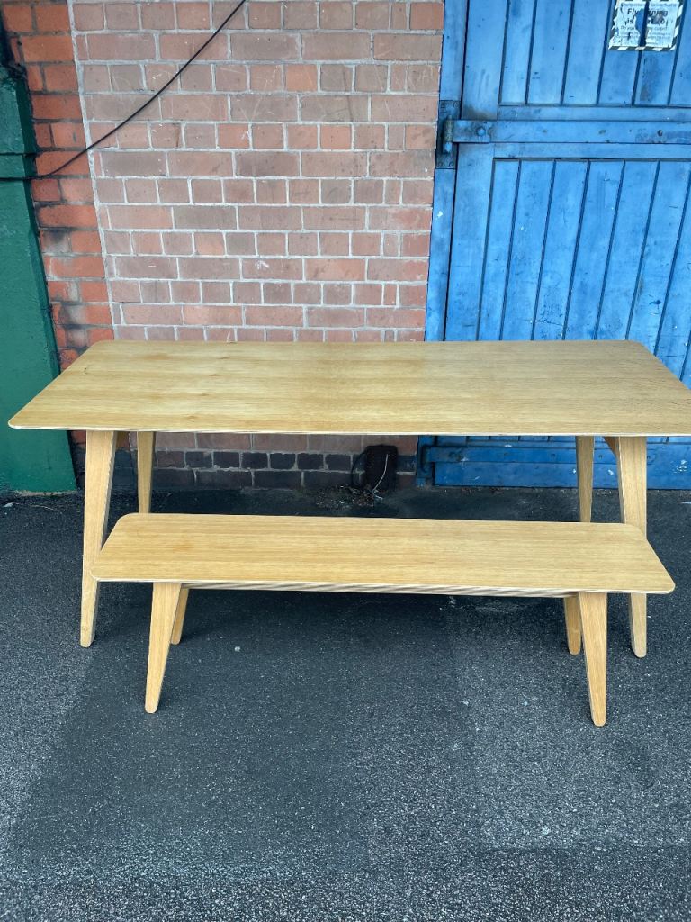 ScandinavianLarge Pine Table and One Bench .