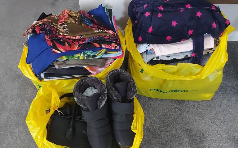 Large Clothing Bundle/ handbags/ shoes x 50 items  Good clean Condition