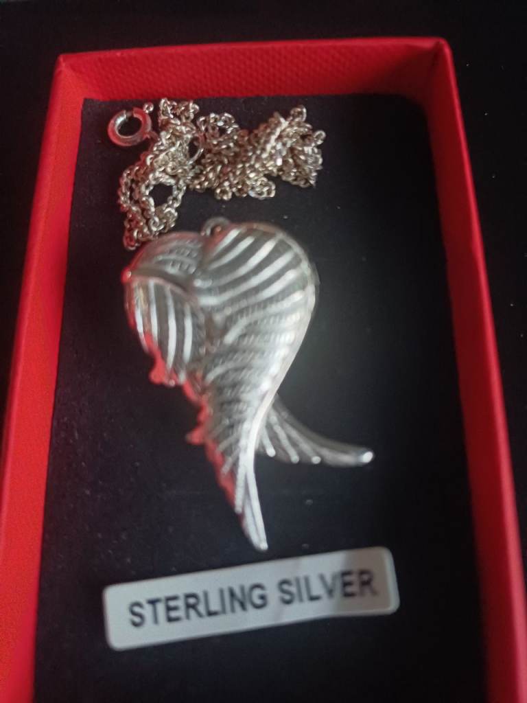 Sterling Silver Angel Wings Heart Locket Necklace – As Good As New