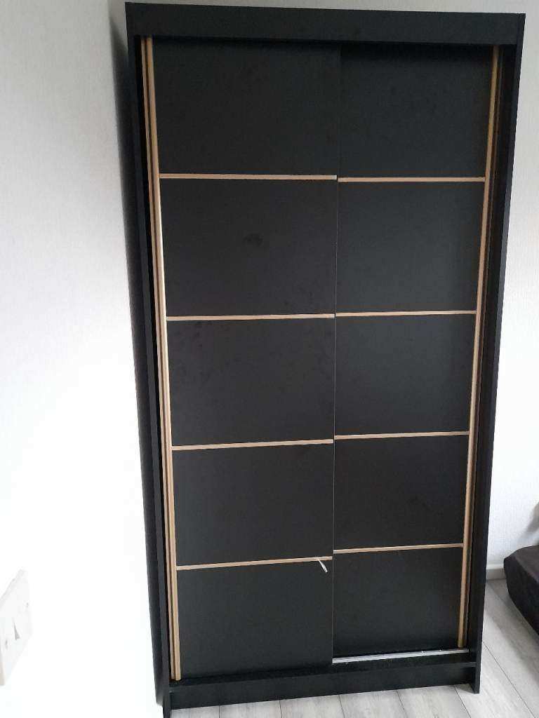 wardrobe Sliding Door Ready to go Black Wardrobe 100cm – Modern Style