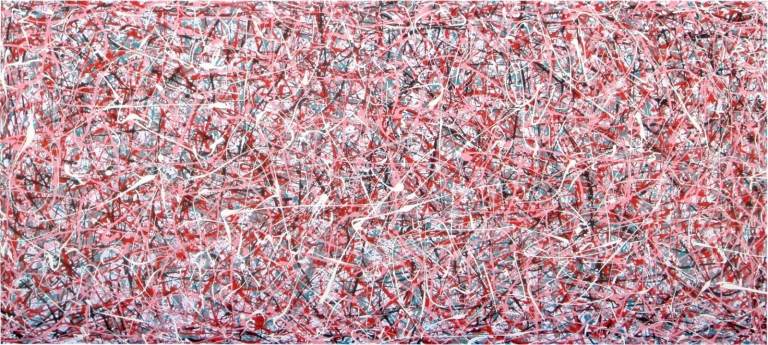 Pink Black Huge Abstract Hand Painted Very Big Landscape Painting on 250x112cm Canvas, Free Delivery