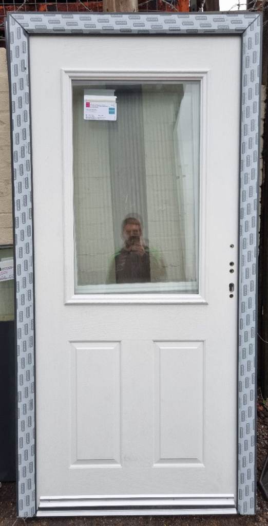 New Composite Back Door Double Glazed White Low Threshold 1010mm W x 2060mm H Clear Glass