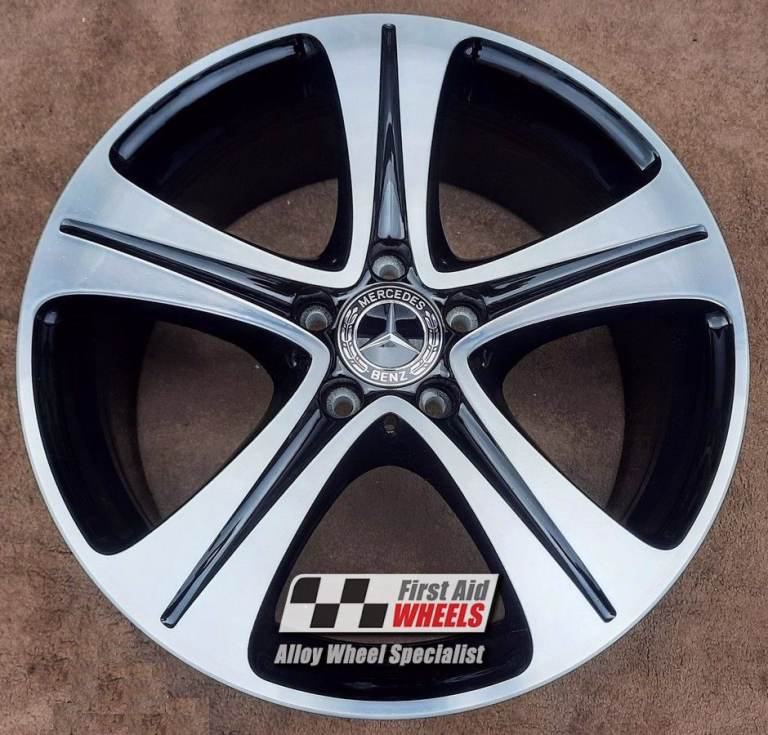 R608DCB Swap MERCEDES E CLASS 4X 18'' GENUINE GLOSS BLACK DIAMOND CUT ALLOY WHEELS