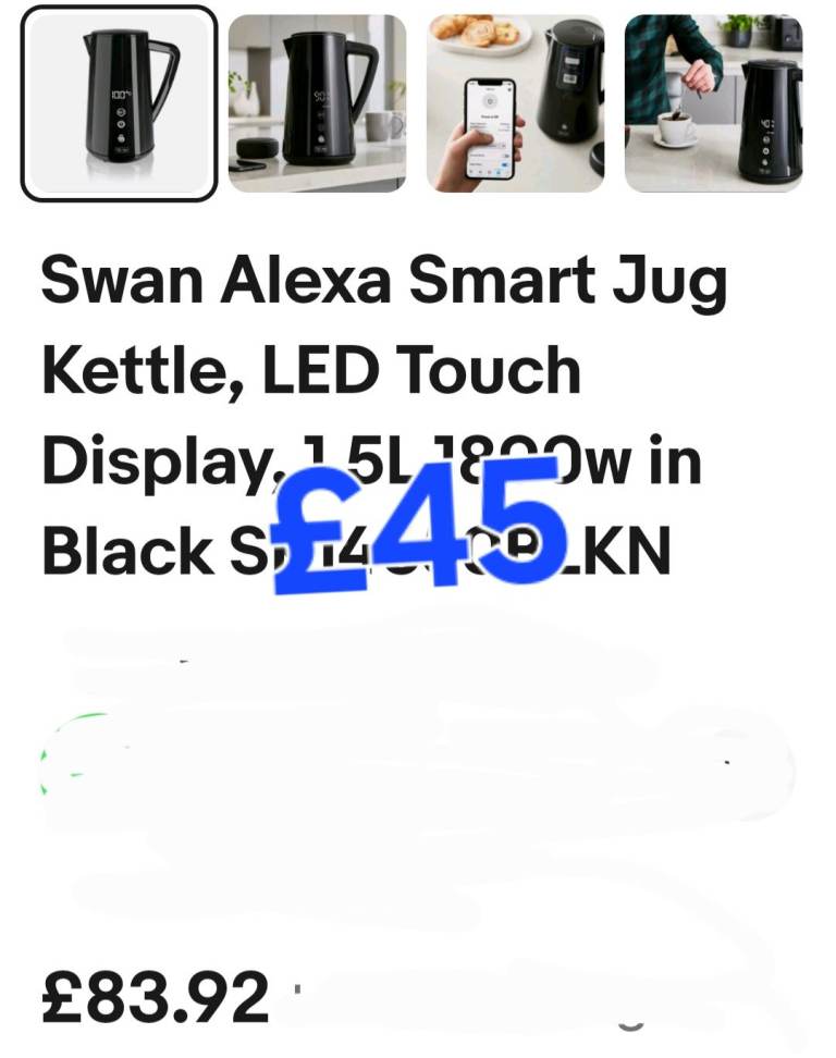 Swann smart wifi kettle brand new 1.5ltr digital display temperature display 