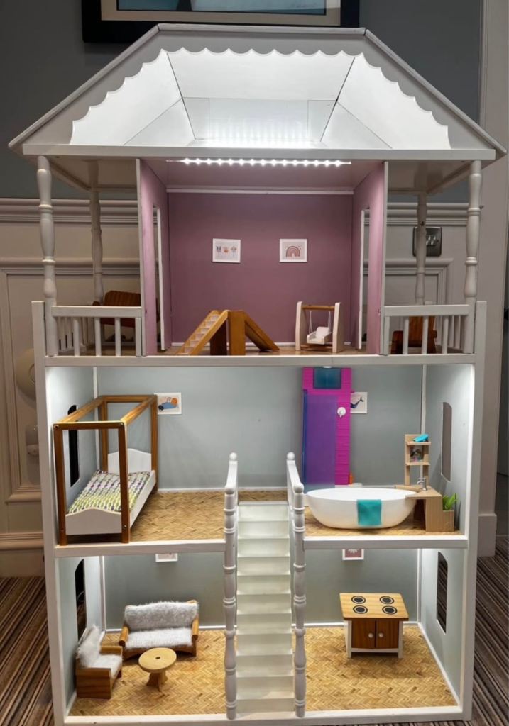 Large Wooden Dolls House with Lights and Furniture