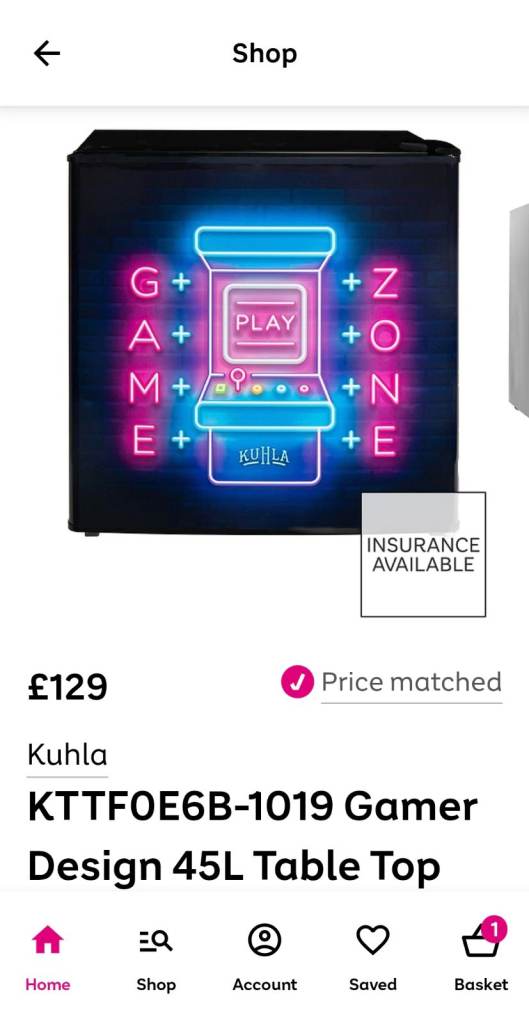 GAMER DESIGN DRINKS FRIDGE GOOD AS NEW