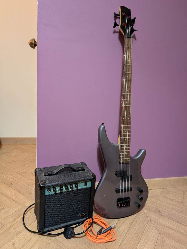 Bass Guitar and Practice Amp