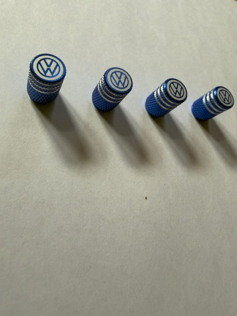 VW Blue Wheel Valve Dust Caps X4 Set