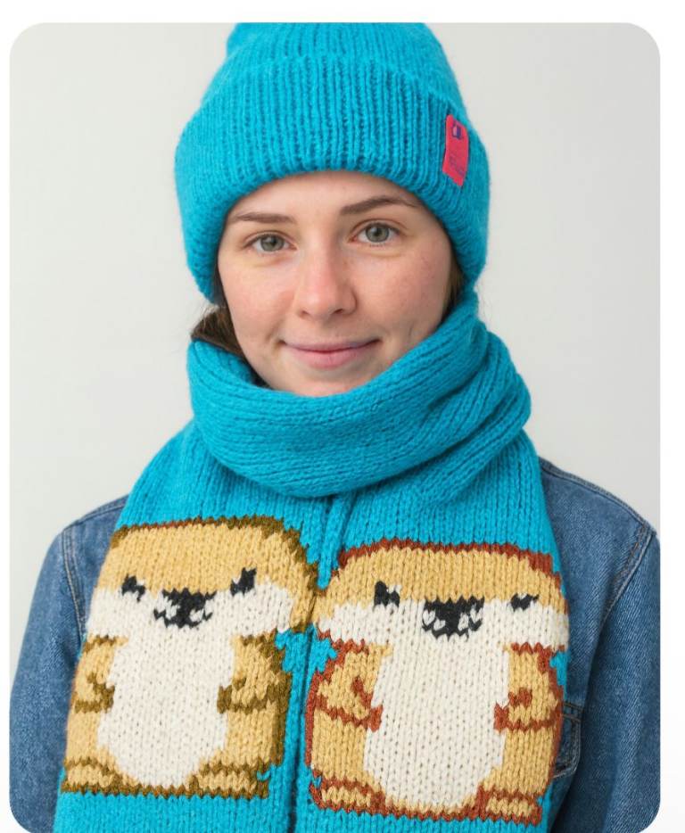 image for Hand knitted scarves and beanies