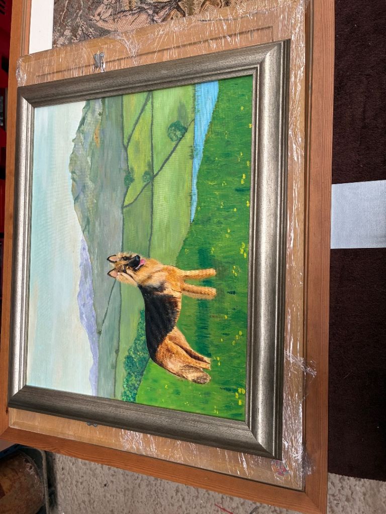 German Shepherd oil painting