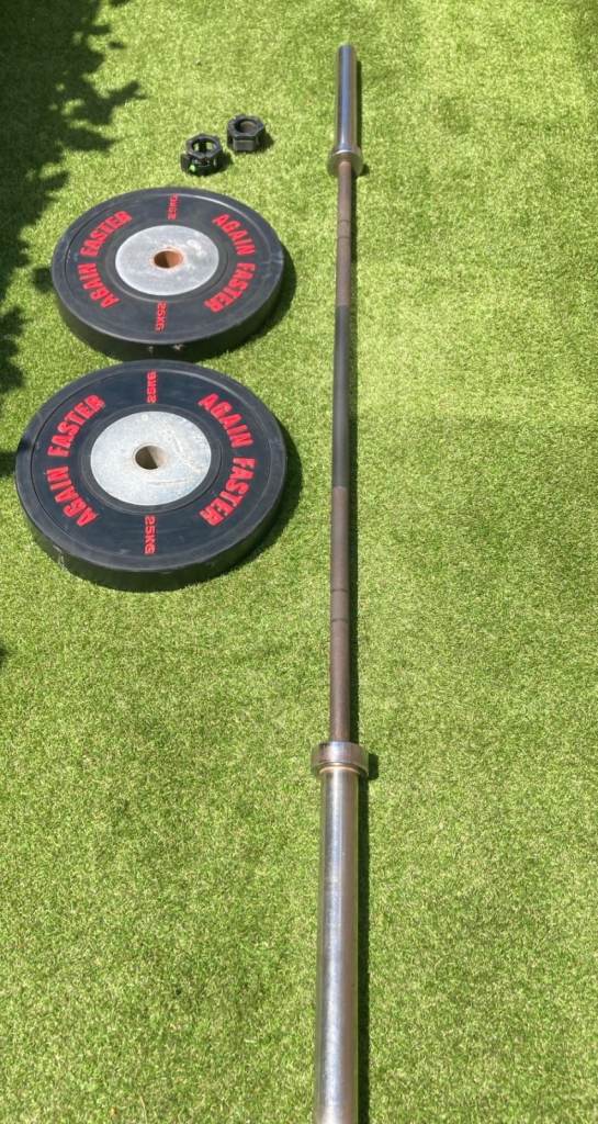 20kg 7ft Olympic Barbell with 2x25kg Weight Plates and Collars