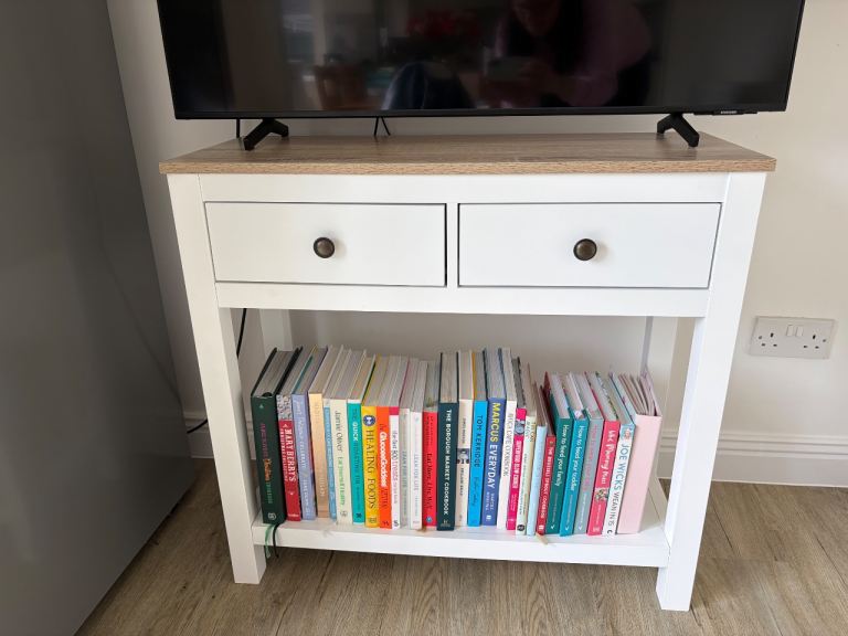 White wooden console table