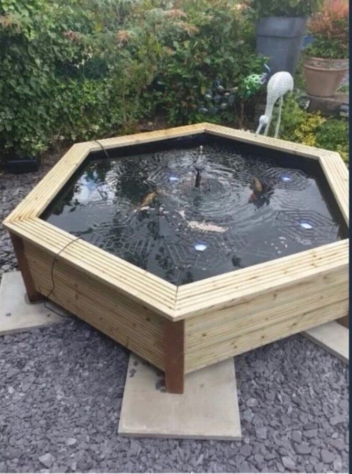 XL Raised Pond Hexagonal Garden Water Feature 180cm Wide 430 litres Ready To Use