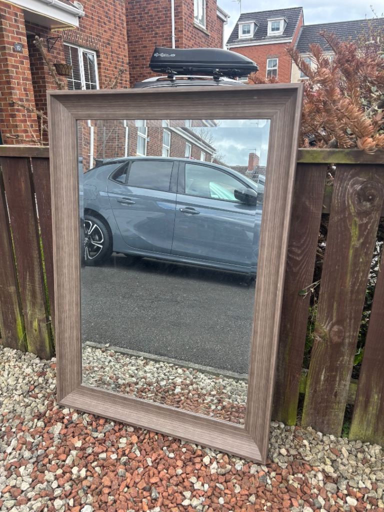 Large Wooden Framed Wall Mirror – Modern Rustic Style