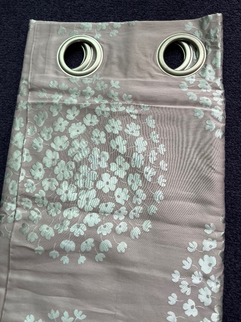 LAURA ASHLEY EYELET CURTAINS COCO AMETHYST AS NEW 48 “ wide x 90” long 