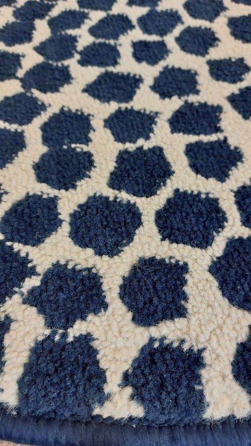 IKEA FLÖNG round rug, mat, low pile, blue/white, 80cm, pre-owned