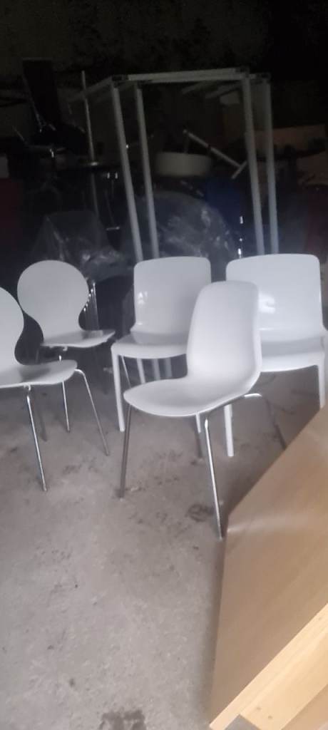 White plastic chairs