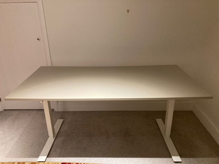 Ikea TROTTEN Desk sit/stand, beige/white, 160x80 cm