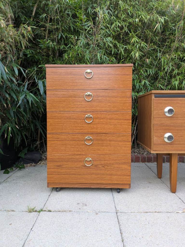 Schreiber Tallboy Chest Of Drawers Vintage Retro MCM Delivery Available 